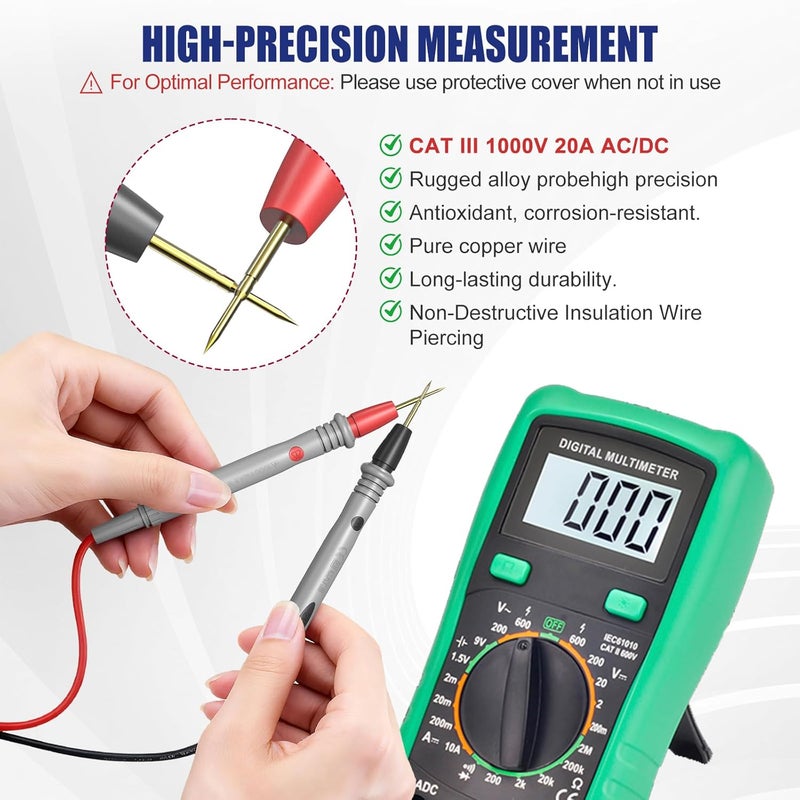 Cuqojs Professional Multimeter Test Leads 1000V 20A, 40.5 Inch, Ultra-Sharp Gold-Plated Test Probes, Volt Meter Leads, Silicone Meter Leads for Fluke, AstroAI, Klein Multimeter and Automotive Testing - Image 5
